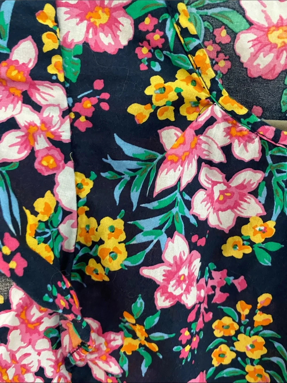 J. Crew Navy Floral Flutter Sleeve Blouse